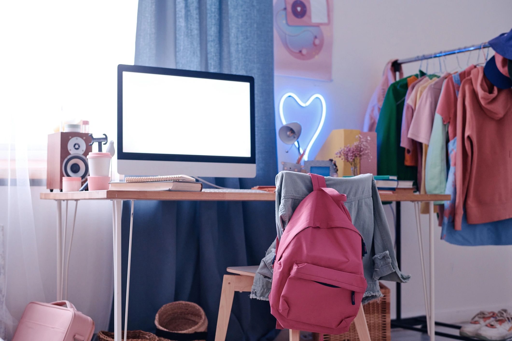Creative desk with books and journal